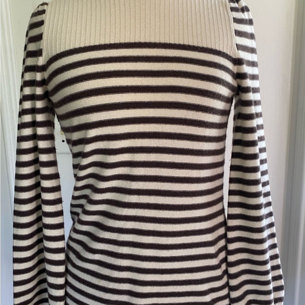 Juicy Couture Black and Cream Striped Cashmere Sweater